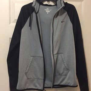Nike Zippered Hoodie Black/Gray Medium